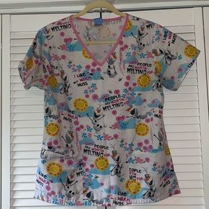 Disney Olaf Scrub Top